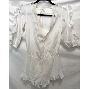 Victoria's Secret Size XS White Low V Front Open Back Shorts Romper
